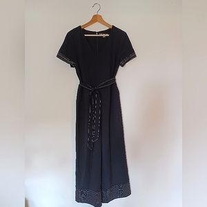 Karl Lagerfeld Short Sleeve Wide Leg Cropped Jumpsuit Black Women's Size 10